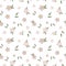 Seamless pattern, cute delicate pink flowers and leaves on a white background. Textile, print, cover