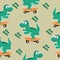 Seamless pattern with cute dinosaurs on  skate board, For fabric textile, nursery, baby clothes, background, textile, wrapping