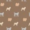 Seamless pattern of cute dogs chow-chow, pug, sharpey with a contour in the cartoon style