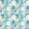 Seamless pattern with cute doodle astronauts, planets, rockets and stars