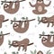 Seamless pattern with cute doodle sloth print