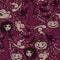 Seamless pattern with cute doodle witches and traditional halloween things