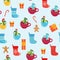 Seamless pattern with cute dragons Christmas design. Chinese New Year background with dragons for 2024