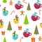 Seamless pattern with cute dragons Christmas design. Chinese New Year background with dragons for 2024