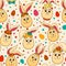 Seamless pattern with cute Easter rabbits