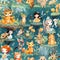 Seamless pattern of cute fairy tale animals