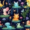 Seamless pattern of cute fairy tale animals