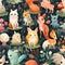 Seamless pattern of cute fairy tale animals