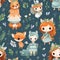 Seamless pattern of cute fairy tale animals