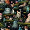 Seamless pattern of cute fairy tale animals