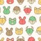 Seamless pattern with cute farm animals