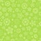 Seamless pattern with cute flowers in green monochrome colors on green background.