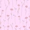 Seamless pattern with cute flowers. Light pink background with stylized roses.