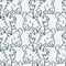 Seamless pattern cute fluffy alpacas. Funny smiling cozy animals