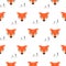 Seamless pattern with cute foxes white scandinavian style background.