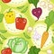 Seamless pattern with cute fresh vegetables