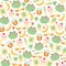 Seamless pattern of cute frog face with tiny icon in bakery concept on pastel background.Reptile
