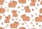 Seamless pattern with cute and funny capybara characters. Cute capybara animal character rodent. Vector illustration. Cute animals