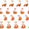 Seamless pattern with cute funny foxes