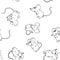 Seamless pattern of cute funny mice on a white background.