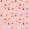 Seamless pattern with cute girly summer elements on white background