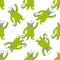 Seamless pattern cute green monsters. Kids graphic illustration. Wallpaper, wrapping paper. Graphic design element. Cartoon style