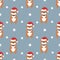 Seamless pattern with cute hamster and snowflakes. Vector illustration.