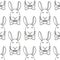 Seamless pattern with cute hand-drawn rabbits. Vector template.