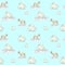 Seamless pattern with cute hares and roe deer in the snow and snowflakes, pattern, packaging