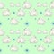 Seamless pattern with cute hares in the snow and snowflakes, pattern, packaging