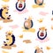 Seamless pattern with cute hedgehogs. Forest animals. Hedgehogs in crowns. scandinavian background. Perfect for kids apparel,