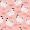 Seamless pattern with cute hens creative baby texture
