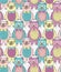 Seamless pattern with cute hipster bears