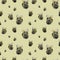 Seamless pattern of cute honeybees on light yellow background, digital illustration