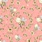 Seamless pattern with cute honeybees. Vector.