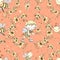 Seamless pattern with cute honeybees. Vector.