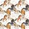 Seamless pattern of cute horses
