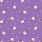 Seamless pattern with cute ice cream cone on purple background