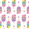 Seamless pattern with cute ice lolly