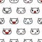 Seamless pattern with cute kawaii emoji kittens vector cartoon illustration