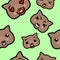 Seamless pattern with cute kawaii emoji wombats vector cartoon illustration