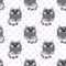 Seamless pattern with cute kitten print. Different scandy cats on color background. Scandinavian style illustration for