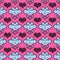 Seamless pattern with cute kittens holding hearts