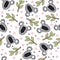 Seamless pattern with cute koalas, eucalyptus and hearts