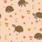 Seamless pattern with cute land turtles. Vector graphics