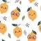 Seamless pattern with cute lemons.