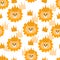 Seamless pattern of cute lion with a crown on his head for fabric prints