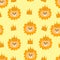 Seamless pattern of cute lion with a crown on his head for fabric prints, textiles