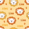 Seamless pattern with cute lions