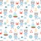 Seamless pattern with cute little bear sailor.